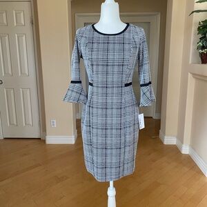 NWT Plaid Dress with Flared Sleeves